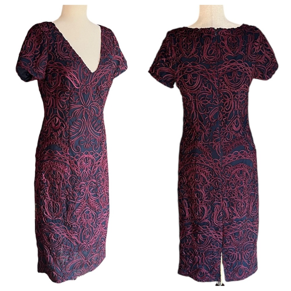 $148 JS Collections Soutache Embroidered V-Neck Dress